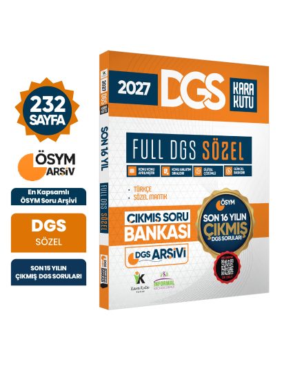 2027 FULL DGS SÖZEL Tek Kitap ÖSYM Çıkmış Soru Bankası Son 16 Yıl Sadece DGS PDF/Video Çözümlü