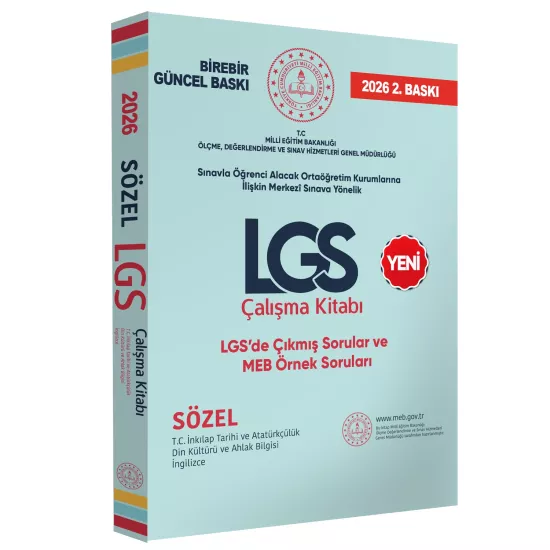 2026 MEB Örnek Soruları LGS Sözel Çalışma Kitabı 8.Sınıf Tarih-Din-İngilizce RENKLİ Baskı A4 Ebat