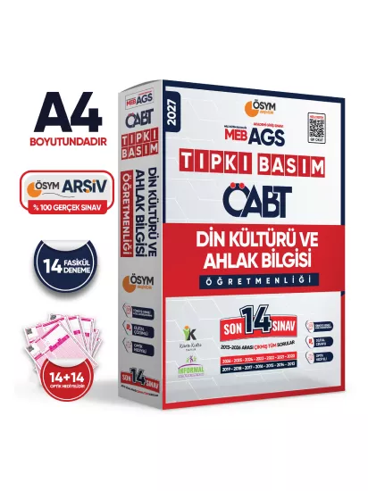 2027 MEB-AGS ÖABT Din Kültürü ve Ahlak Bilgisi Öğretmenliği DKAB ÖSYM Tıpkı Basım 14lü Deneme Paketi