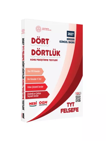 2027 YKS-TYT MEBİ-OGM Dört Dörtlük Felsefe Pekiştirme Testi Renkli Soru Bankası BASKI ÜCRETİ