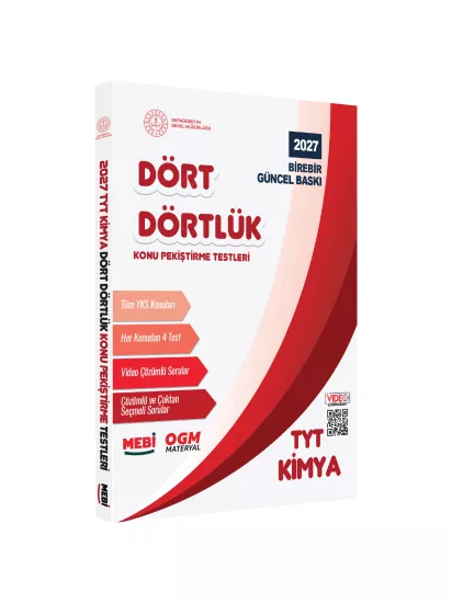 2027 YKS-TYT MEBİ-OGM Dört Dörtlük Kimya Pekiştirme Testi A4 Renkli Soru Bankası BASKI ÜCRETİ
