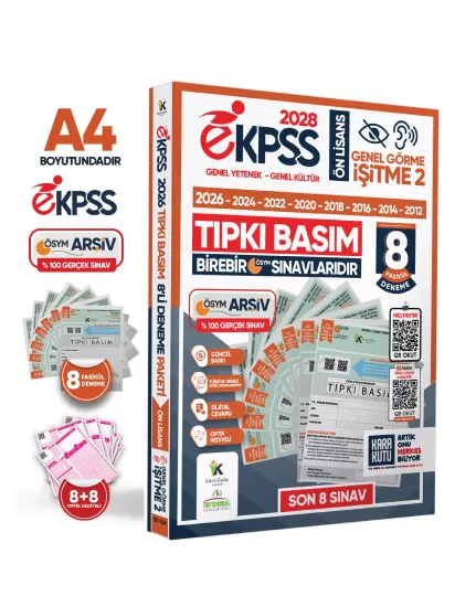2028 EKPSS Önlisans Genel Görme İşitme-2 ÖSYM Çıkmış Soru Tıpkı Basım 8li Kitapçık TG Deneme Paketi