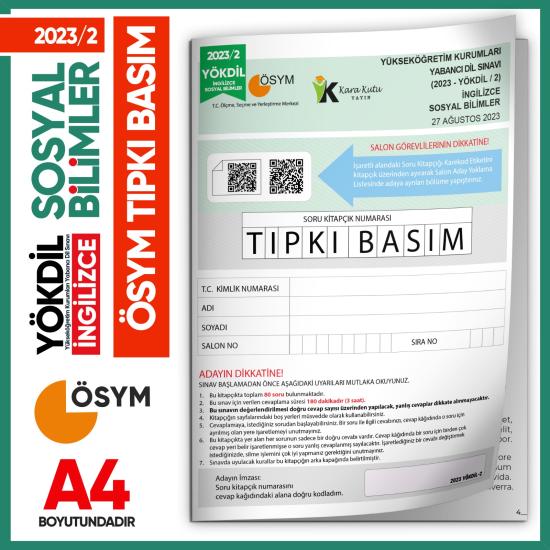 2023/2 YÖKDİL İngilizce FEN BİLİMLERİ ÖSYM Çıkmış Soru Tıpkı Basım Deneme Kitapçığı Türkiye Geneli