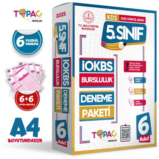 2025 5.Sınıf Topaç Yayınları İOKBS-BURSLULUK 6lı Deneme Paketi Dijital Çözümlü Türkiye Geneli