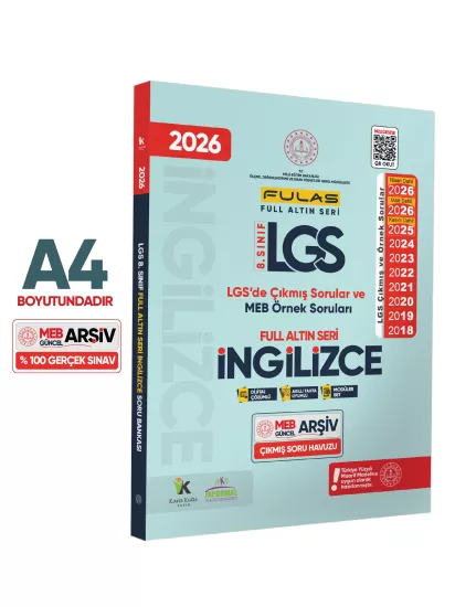 2026 8.Sınıf Full LGS Altın Seri (FULAS) İNGİLİZCE MEB Çıkmış Soru Bankası Modüler Seti Çözümlü