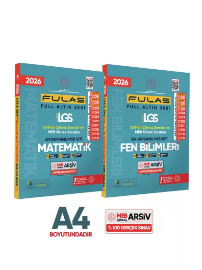 2026 8.Sınıf Full LGS Altın Seri (FULAS) MEB Çıkmış Modüler Soru Bankası Seti Çözümlü SAYISAL SET