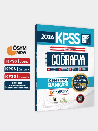 2026 FULLKPSS Lisans-Önlisans-Ortaöğretim Coğrafya’nın Kara Kutusu ÖSYM Çıkmış Soru Bankası Son 15Yıl