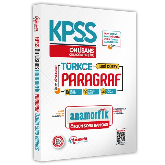 KPSS Ön Lisans-Ortaöğretim Türkçe Anamorfik PARAGRAF Özgün Soru Bankası Dijital Çözümlü