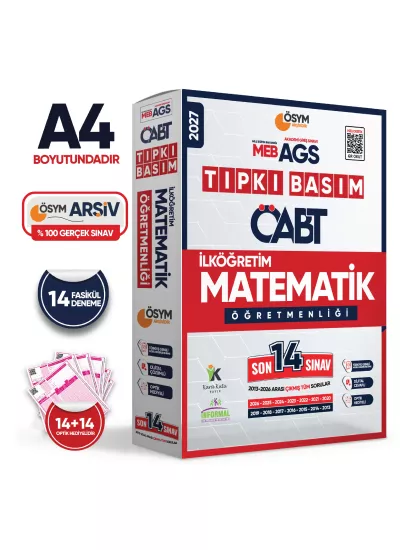 2027 MEB-AGS ÖABT İlköğretim Matematik Öğretmenliği ÖSYM Tıpkı Basım 14lü Deneme Paketi Türkiye G.