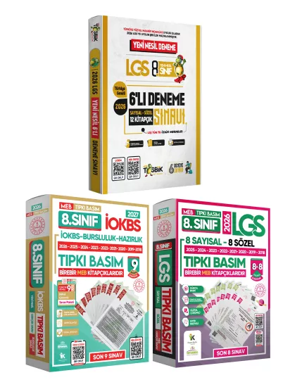 2026 8.Sınıf LGS-İOKBS Tıpkı Basım ve ÖZGÜN Yeni Nesil Deneme Seti 23lü(9+8+6) ALTIN PAKET TG Çözüm