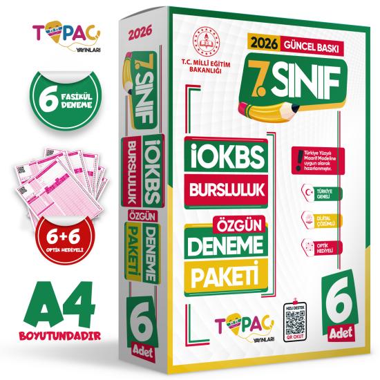 2026 7.Sınıf Topaç Yayınları ÖZGÜN İOKBS-BURSLULUK 6lı Deneme Paketi Dijital Çözümlü Türkiye Geneli