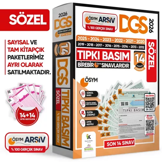 2026 DGS SÖZEL (SÖZ) ÖSYM Çıkmış Soru Tıpkı Basım 14lü Deneme Kitapçığı Türkiye Geneli Çözümlü