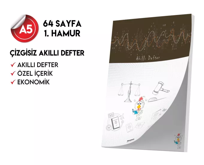 Çizgisiz Not Defteri 64 Sayfa Akıllı Defter Tekli A5 Tam Beyaz Tekli