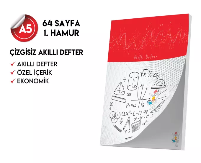 Çizgisiz Not Defteri 64 Sayfa Akıllı Defter Tekli A5 Tam Beyaz Tekli