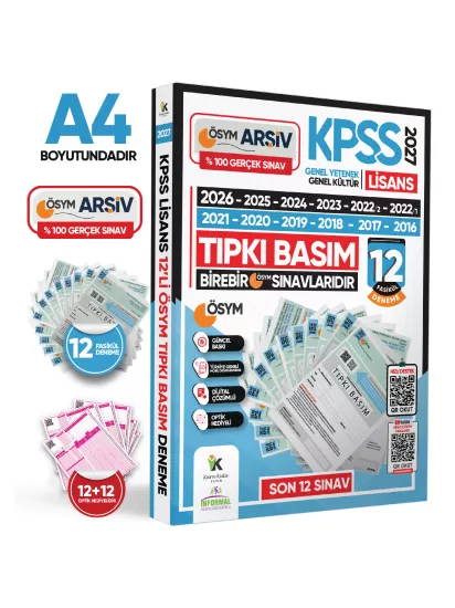 2027 KPSS Lisans ÖSYM Çıkmış Soru Tıpkı Basım 12li Deneme Paketi Video Çözümlü Türkiye Geneli