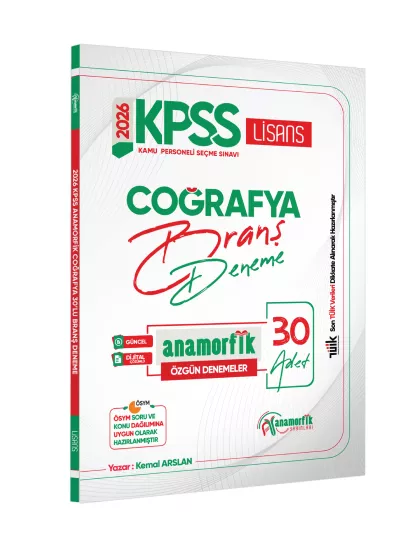 2026 Kpss Anamorfik Serisi Coğrafya 30lu Branş Denemesi Yeni Son Tüik Verileri Ekli Dijital Çözümlü