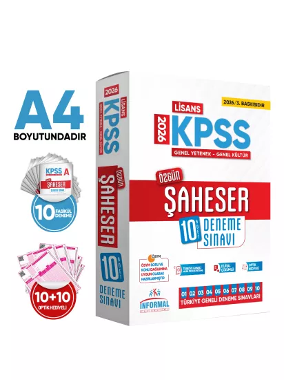 2026 KPSS GYGK ŞAHESER Türkiye Geneli Kurumsal 10lu Dijital Çözümlü Paket Deneme