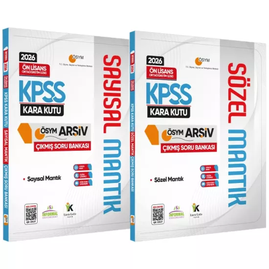 2026 KPSS Önlisans Kara Kutu Sayısal/Sözel Mantık Set ÖSYM Çıkmış Soru Bankası Konu Özetli Çözümlü