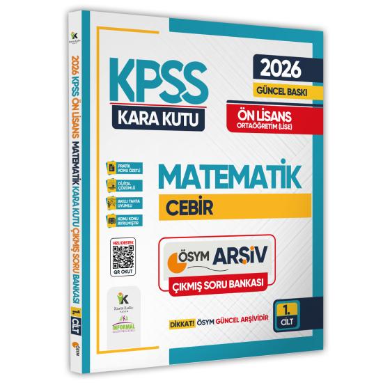 2026 KPSS Önlisans/Ortaöğretim Matematik Kara Kutu Cebir 1. Cilt ÖSYM Çıkmış Soru Bankası Çözümlü