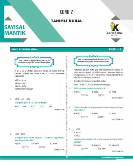 2026 KPSS Önlisans/Ortaöğretim SAYISAL MANTIK Kara Kutu ÖSYM Çıkmış Soru Bankası Konu Özetli Çözümlü