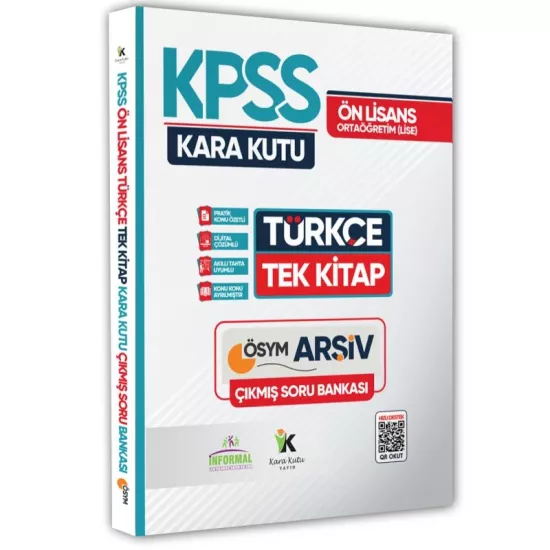 KPSS Önlisans-Ortaöğretim Türkçenin Kara Kutusu Tek Kitap Çıkmış Soru Bankası Dijital Çözümlü