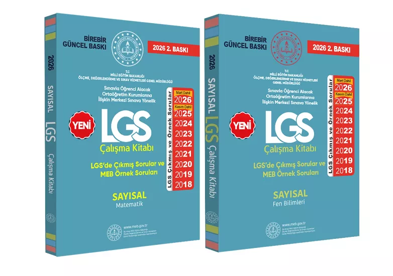 2026(Mart dahil)8.SINIF LGS Çıkmış ve MEB Örnek Soruları Matematik-FEN SAYISAL Çalışma 2li Kitap SET