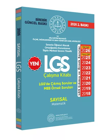 2026(Mart dahil)MEB Örnek Soruları LGS Matematik Çalışma Kitabı 8.Sınıf RENKLİ Baskı A4 Boyut