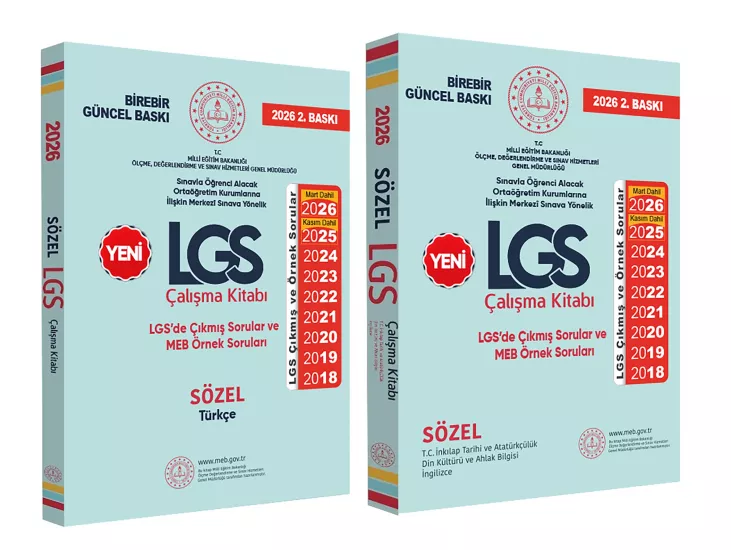 2026(Mart dahil)8.SINIF LGS MEB Örnek Soruları Sözel Çalışma 2li Kitap SETİ RENKLİ Baskı 