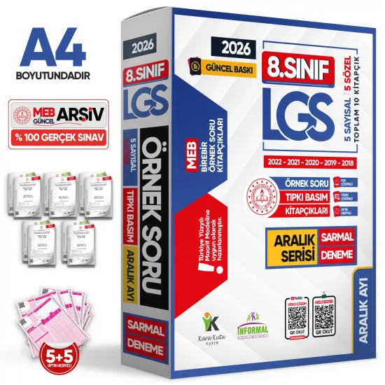 2026 8.Sınıf LGS Aralık Ayı MEB Örnek Soru Tıpkı Basım 5li Sarmal Deneme Paketi Video/PDF Çözümlü
