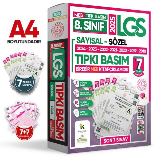 2025 8.Sınıf LGS Tıpkı Basım Çıkmış Soru 7li Deneme Paketi Türkiye Geneli Video ve Dijital Çözümlü