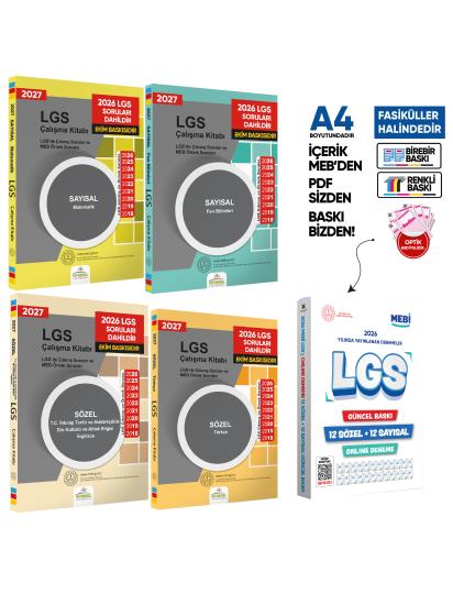 2027 LGS 8.Sınıf 4lü Çıkmış MEB Örnek Sorular Çalışma Kitabı -12li ONLİNE Deneme Paketi BASKI ÜCRETİ