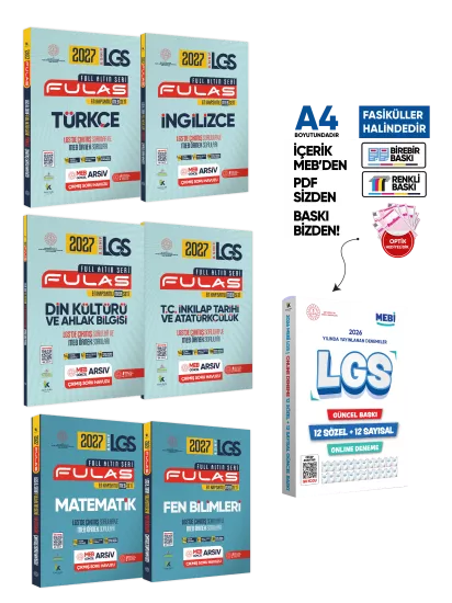 2027 8.Sınıf FULL LGS Altın Seri(FULAS) MEB Çıkmış Soru Bankası ve LGS 12li ONLİNE Set BASKI ÜCRETİ 2027 8.Sınıf FULL LGS Altın Seri(FULAS) MEB Çıkmış Soru Bankası ve LGS 12li ONLİNE Set BASKI ÜCRETİ