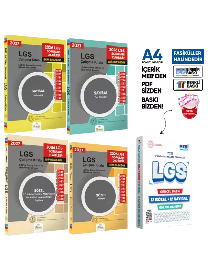 2027 LGS 8.Sınıf 4lü Çıkmış MEB Örnek Sorular Çalışma Kitabı -12li ONLİNE Deneme Paketi BASKI ÜCRETİ 2027 LGS 8.Sınıf 4lü Çıkmış MEB Örnek Sorular Çalışma Kitabı -12li ONLİNE Deneme Paketi BASKI ÜCRETİ
