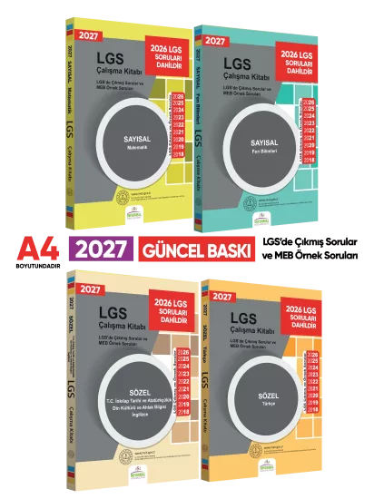 2027 LGS 8. Sınıf Çıkmış ve Meb Örnek Sorular 4’lü Set (A4 Renkli)