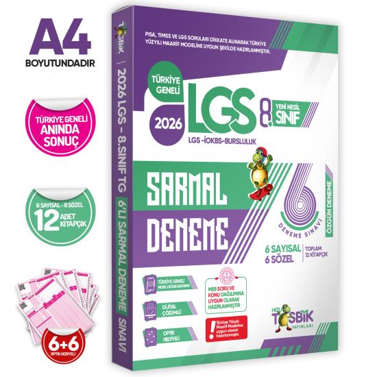 2026 8.Sınıf Yeni Sistem LGS İlk Dönem Konularını Kapsayan SARMAL 6lı Deneme Paketi Dijital Çözümlü