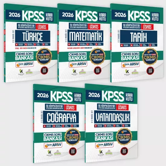 2026 FULLKPSS Lisans Kara Kutu ÖSYM Çıkmış Soru Bankası 5li Modül Set Son 15 Yıl (Sadece Lisans)