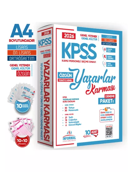 2026 KPSS YAZARLAR KARMASI 10lu ve GEZEGEN 8li Dijital Çözümlü Deneme Seti