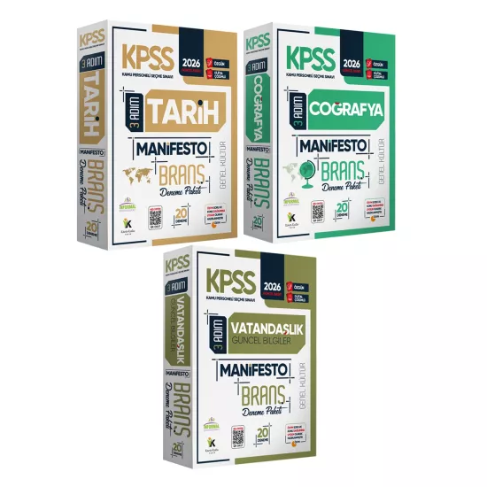 2026 KPSS Genel Kültür 3 Adım 3lü Manifesto Dijital Çözümlü Branş Deneme Seti