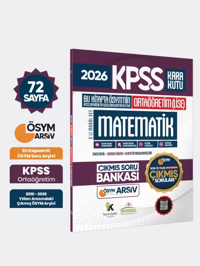 2026 FULLOrtaöğretim KPSS Matematik Kara Kutu ÖSYM Çıkmış Soru Bankası Son 15 Yıl(Sadece Lise)