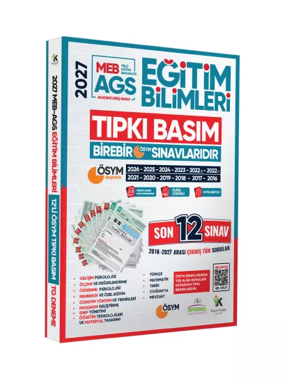 2027 MEB AGS EĞİTİM BİLİMLERİ ÖSYM Çıkmış Soru Tıpkı Basım Kitapçıkları 12li Deneme Paketi