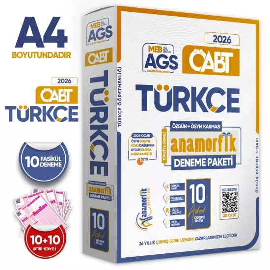 2026 MEB-AGS ÖABT Anamorfik TÜRKÇE Öğretmenliği Özgün 10lu Deneme Dijital Çözümlü Türkiye Geneli