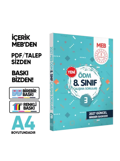 2027 LGS MEB Çalışma Soruları Ölçme Değerlendirme Merkezi ÖDM 8.Sınıf Çalışma Kitabı 3 BASKI ÜCRETİ