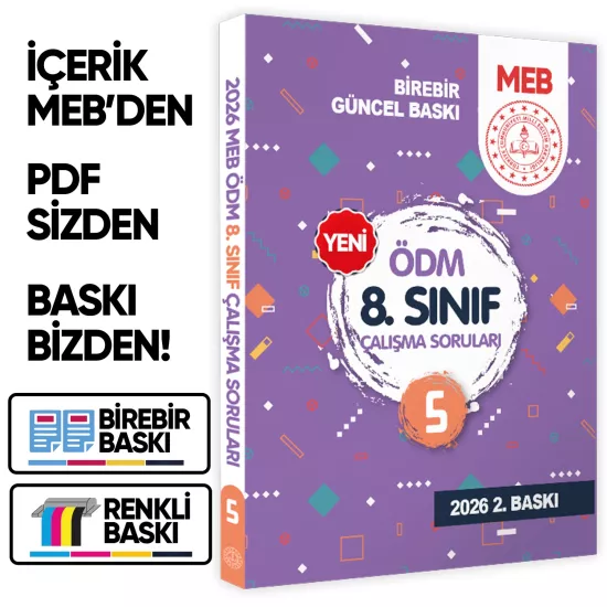 2026 LGS MEB Çalışma Soruları Ölçme Değerlendirme Merkezi ÖDM 8.Sınıf Çalışma Kitabı 5 BASKI ÜCRETİ