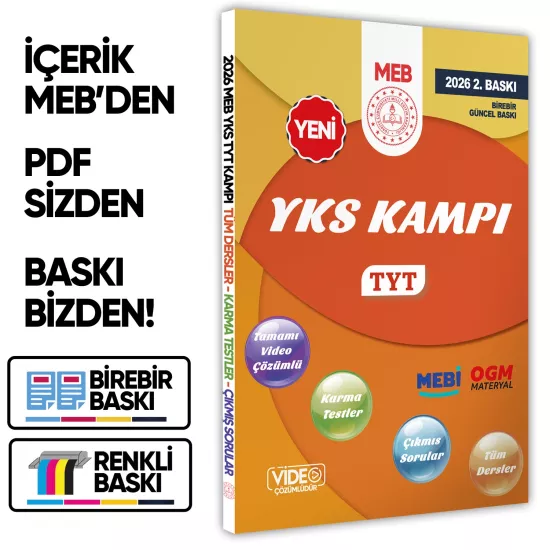 2026 YKS-TYT KAMPI MEBİ Tüm Dersler Soru Bankası Video Çözümlü (A4 Boyutu-Renkli Baskı)BASKI ÜCRETİ