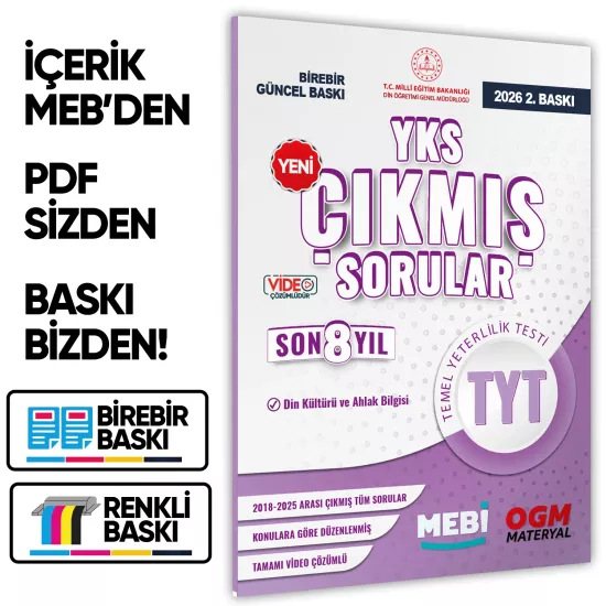 2026 YKS-TYT MEBİ DİN KÜLTÜRÜ ve AHLAK BİLGİSİ ÖSYM Çıkmış Soru Bankası SÖZEL Son 8 Yıl BASKI ÜCRETİ