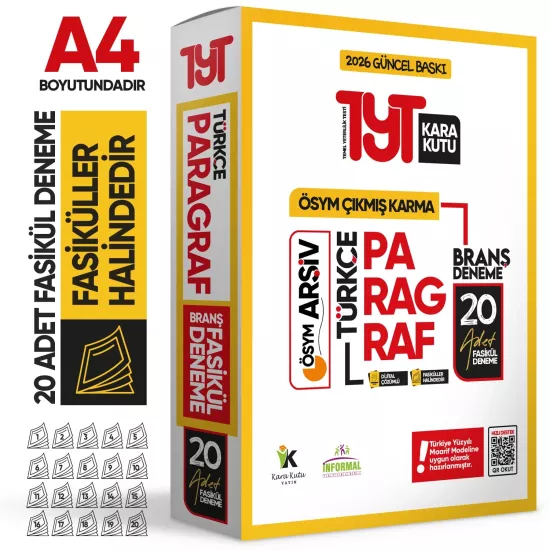 2026 YKS TYT PARAGRAF ÖSYM Çıkmış Karma Kara Kutu Branş Deneme Paketi 20li Dijital Çözümlü