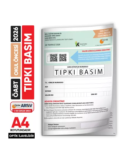 2026 MEB-AGS ÖABT Okul Öncesi Öğretmenliği ÖSYM Tıpkı Basım Kitapçığı Türkiye Geneli Deneme