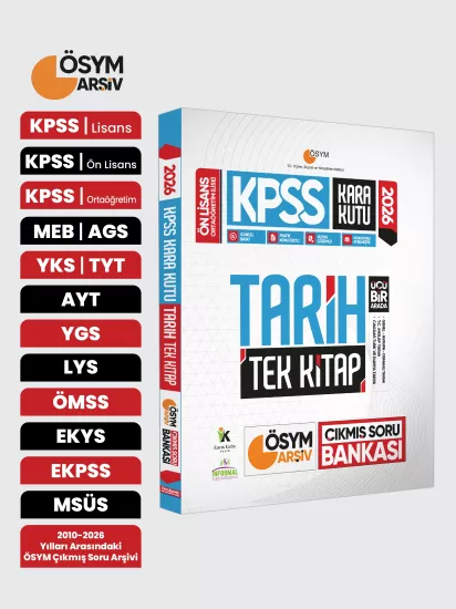 2026 KPSS Önlisans/Ortaöğretim Kara Kutu Tarih TEK KİTAP ÖSYM Çıkmış Soru Bankası Konu Özetli Çözüml