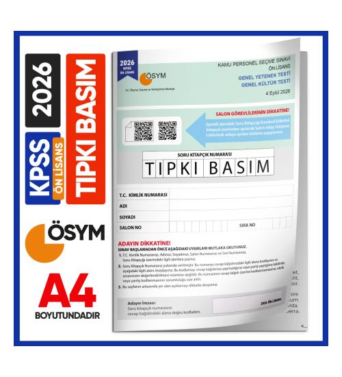 2026 KPSS Önlisans ÖSYM Tıpkı Basım Çıkmış Soru Deneme Kitapçığı (Video Çözümlü Türkiye Geneli) 2026 KPSS Önlisans ÖSYM Tıpkı Basım Çıkmış Soru Deneme Kitapçığı (Video Çözümlü Türkiye Geneli)