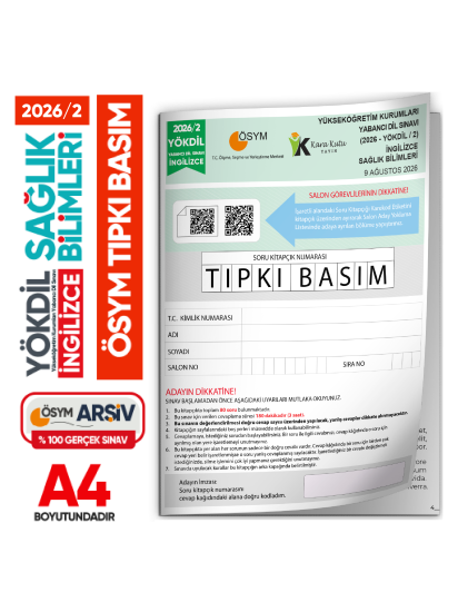2026/2 YÖKDİL İngilizce SAĞLIK BİLİMLERİ ÖSYM Çıkmış Soru Tıpkı Basım Deneme Kitapçığı TG